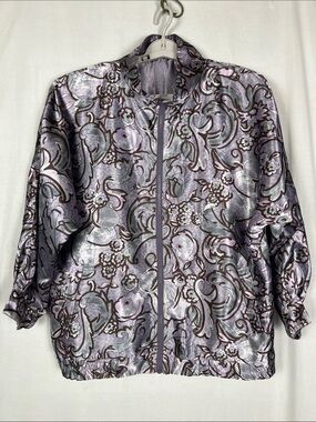Vintage Rafael Purple Lavender Paisley Reversible Satin Jacket